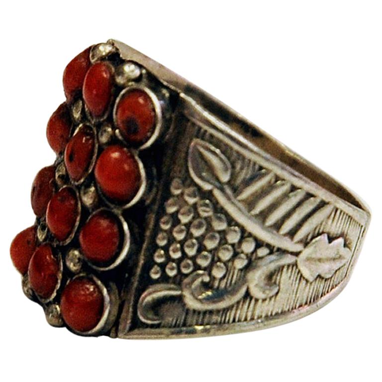 Petite Red Stone Decorated Silvering, 1940s For Sale
