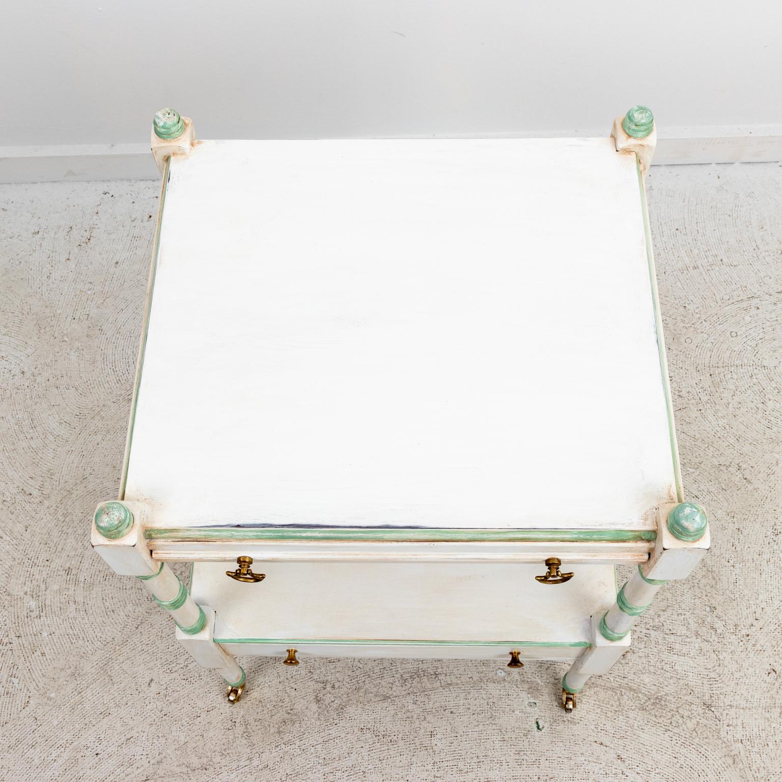 Petite Regency Style White and Green Painted Stand 1