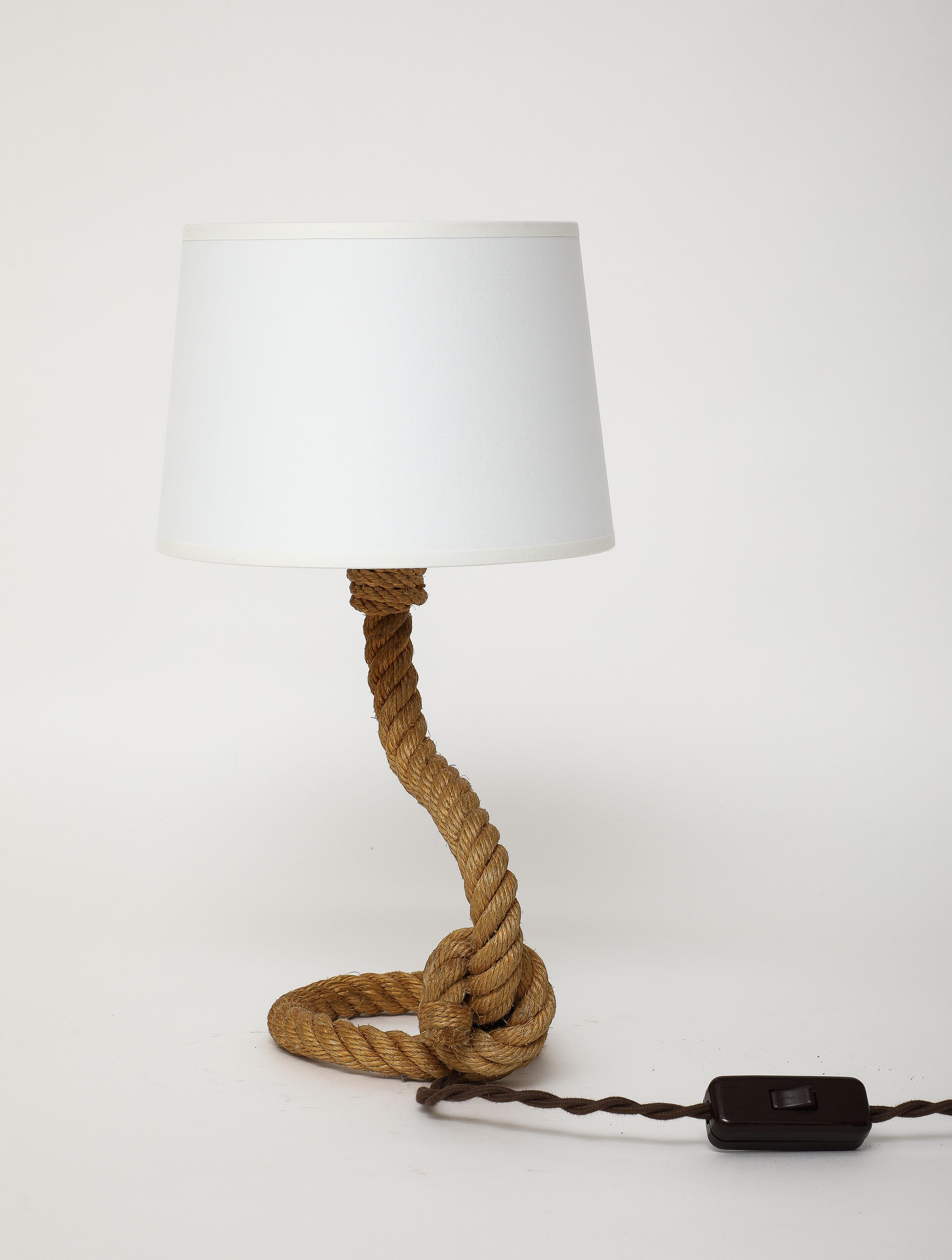 Petite Rope Table Lamp by Audoux Minnet - France 1960's In Good Condition In New York, NY