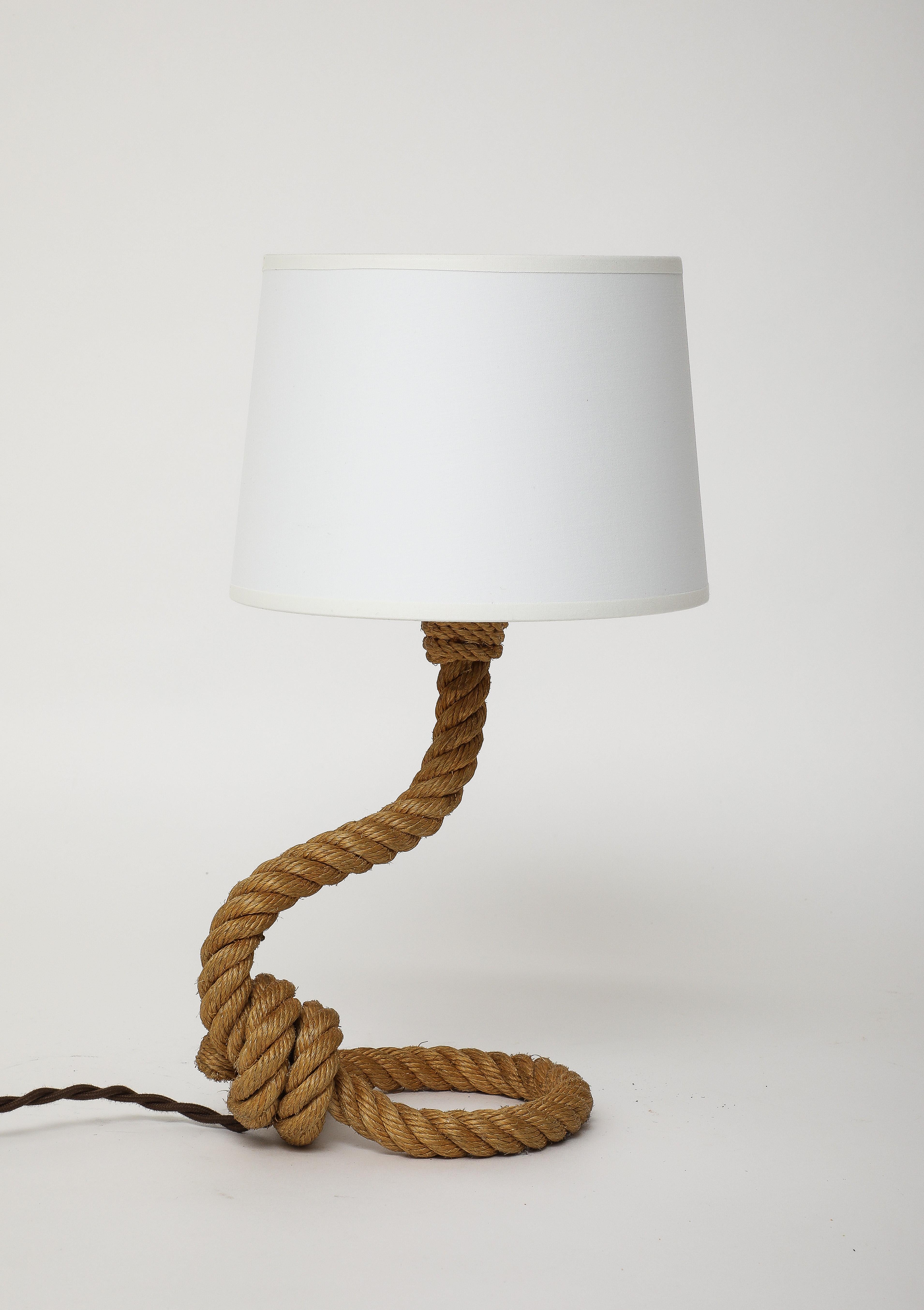 Mid-20th Century Petite Rope Table Lamp by Audoux Minnet - France 1960's