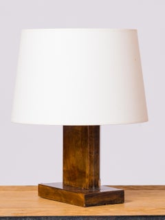 Petite Rosewood & Chrome Art Deco Table Lamp - France 1930's