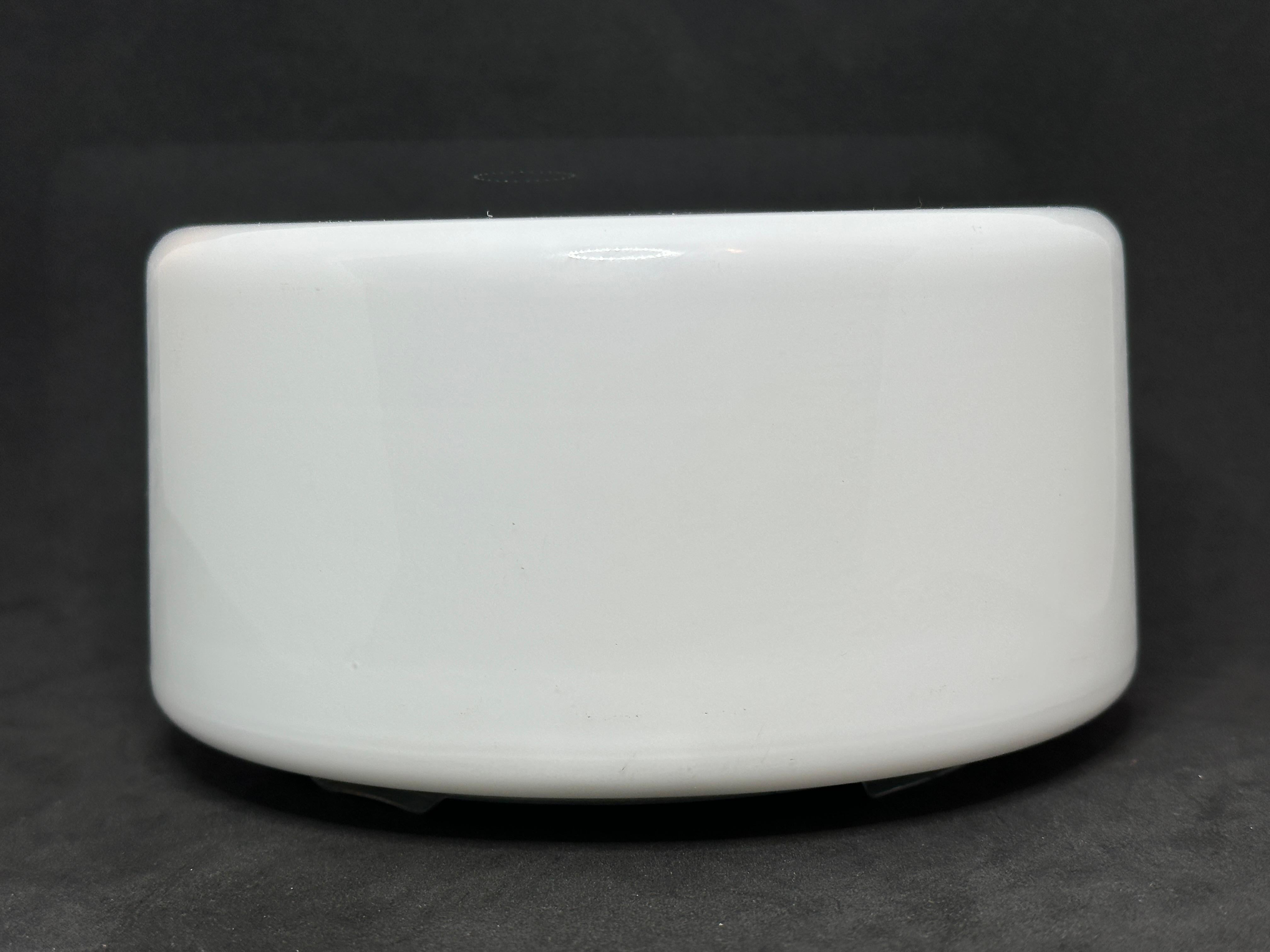Mid-Century Modern Petite Round Bauhaus Opaline Milk Glass Flush Mount by RZB Leuchten, 1960s For Sale