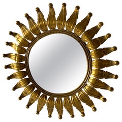 Petite Round Brass Sunburst Mirror