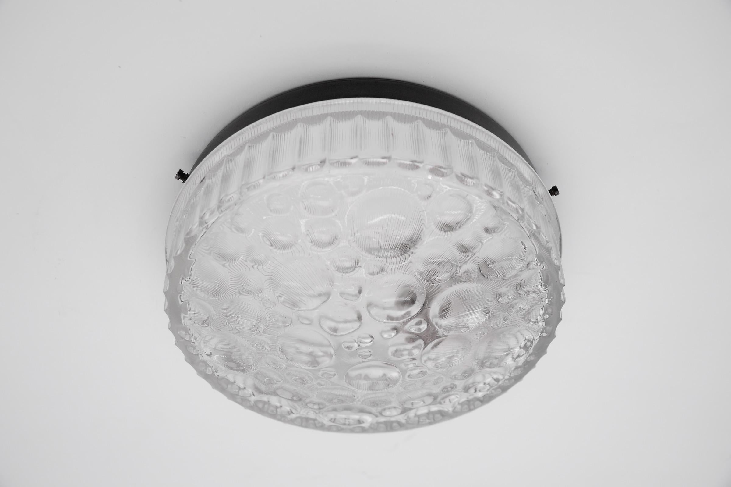 Petite Round Clear Glass Flush Mount, Germany 1960s For Sale 1