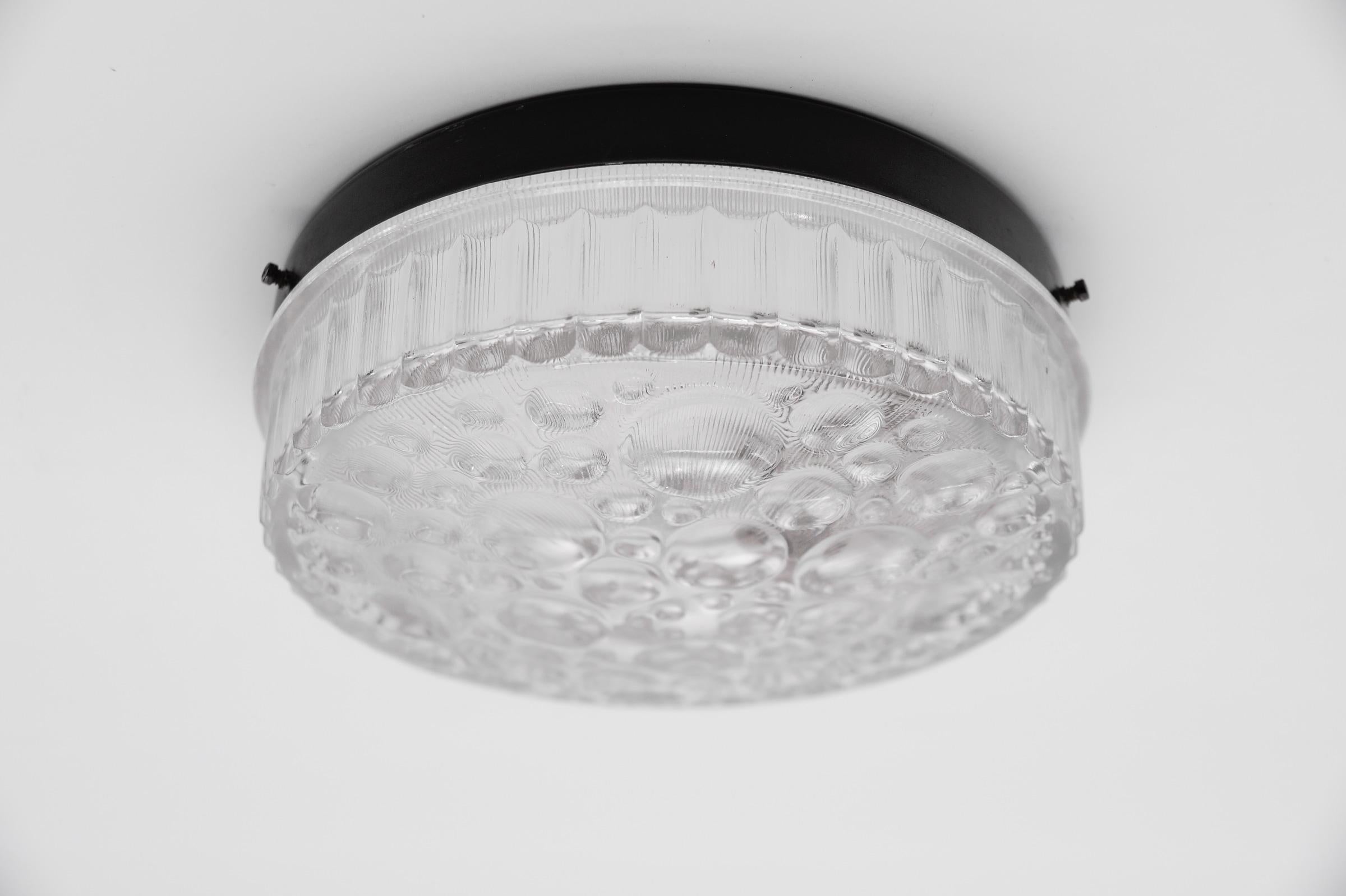 Petite Round Clear Glass Flush Mount, Germany 1960s For Sale 2