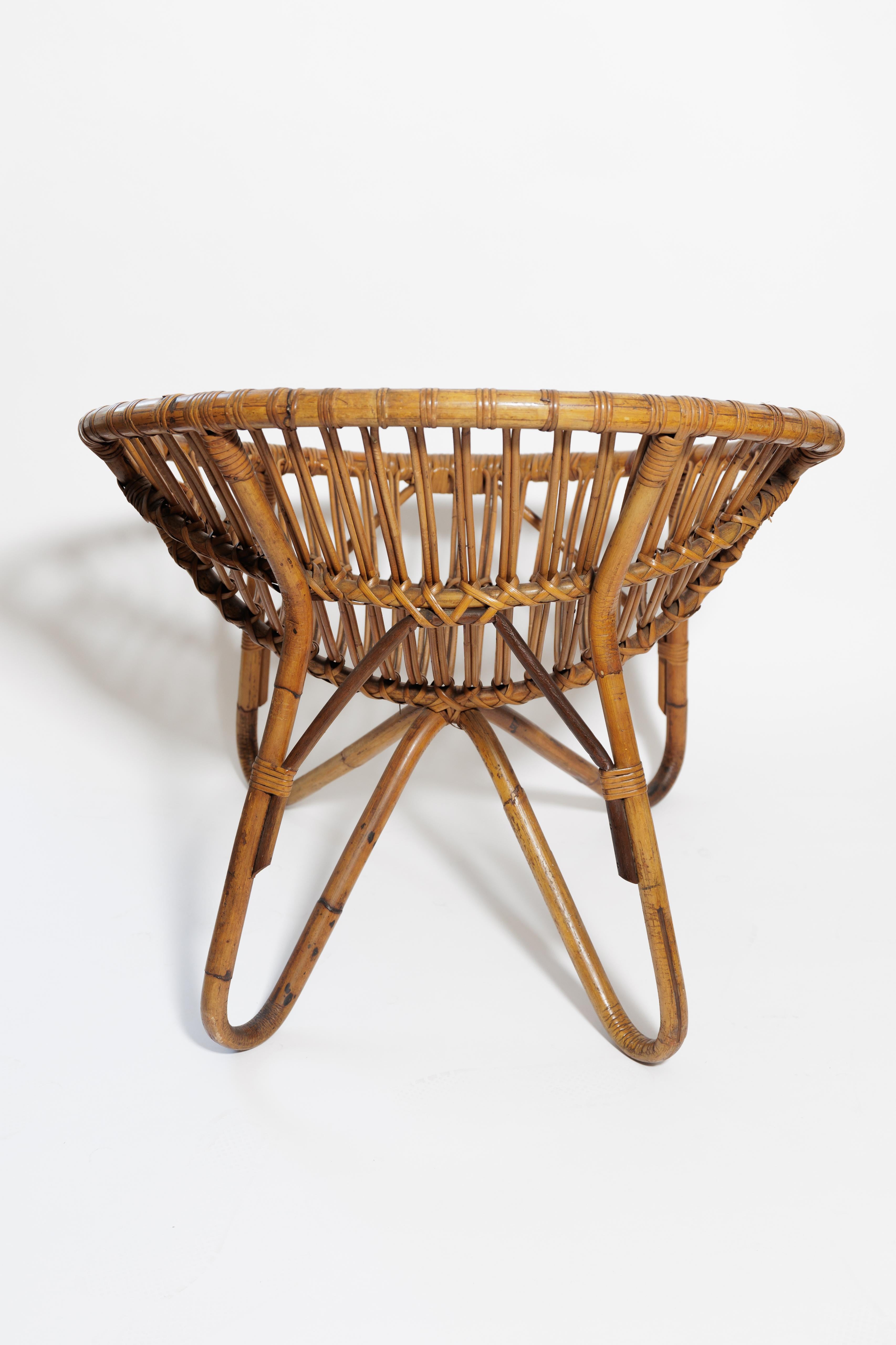 Hand-Crafted Pair of Petite Round Form Rattan Chairs For Sale