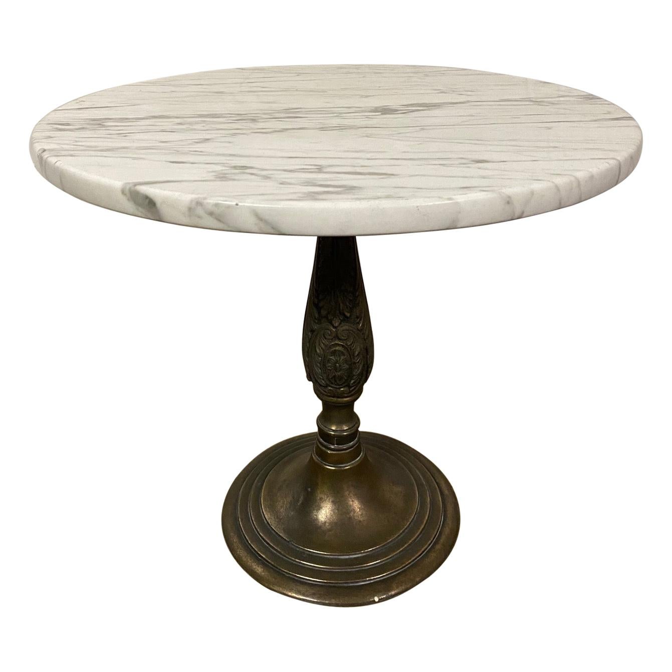 Petite Round Marble Top Pedestal Table