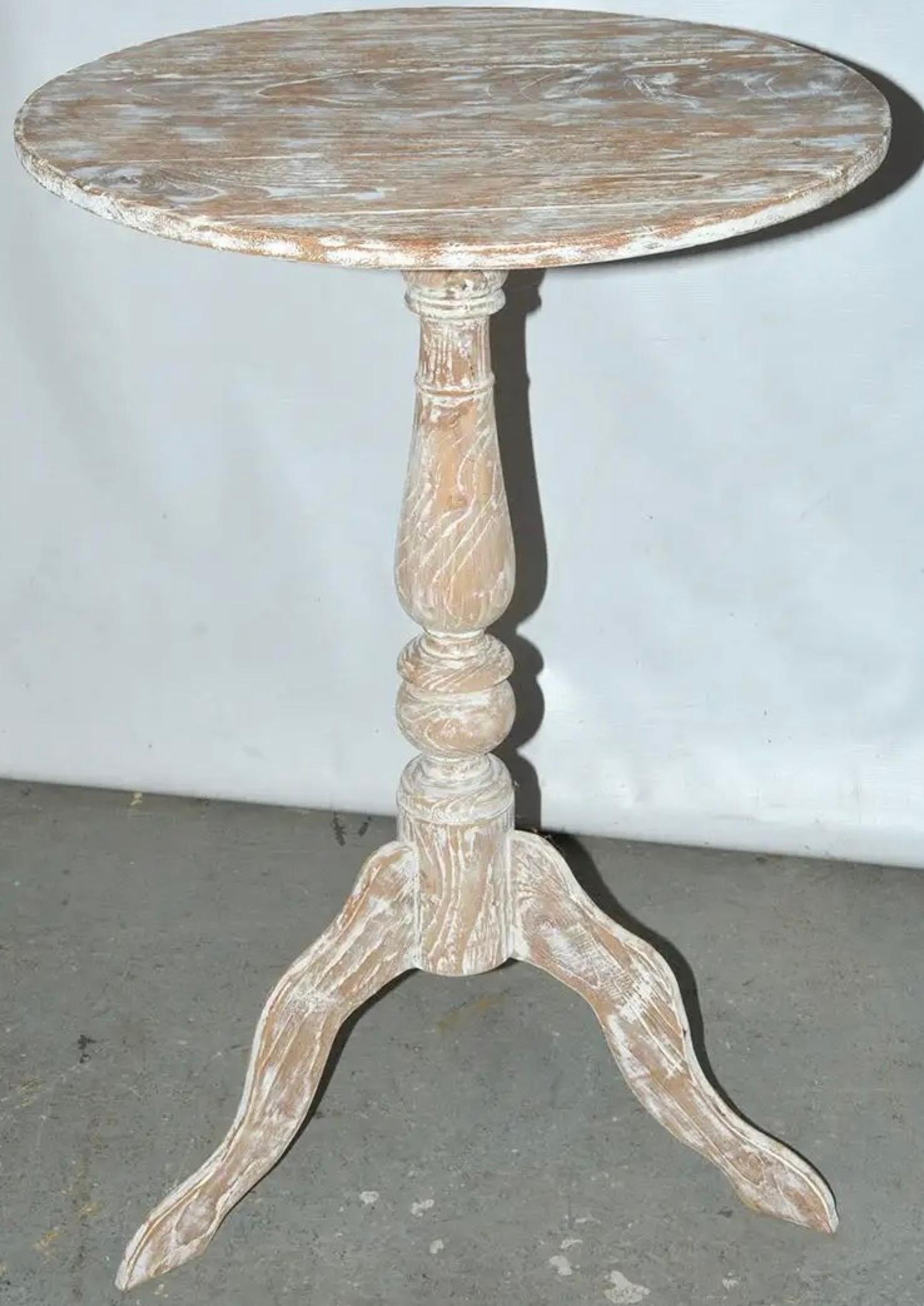Gustavian Petite Round Swedish Style Pedestal Wine Table