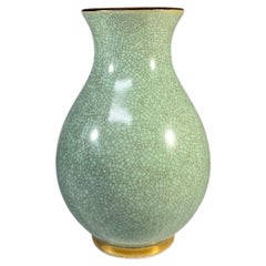 Petite Royal Copenhagen Green Crackle Glazed Baluster Vase #3474