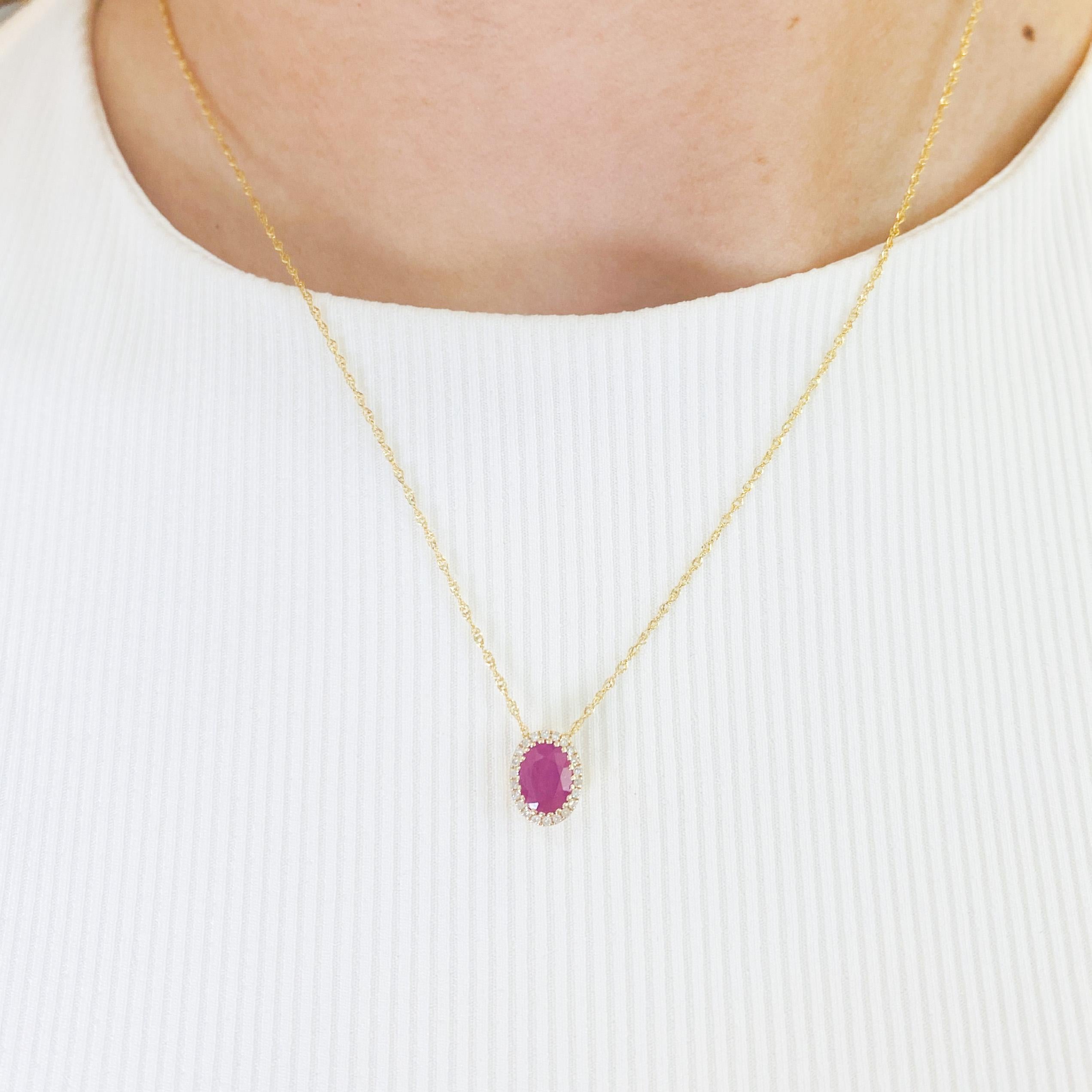 Celebrate a July loved one with this ruby necklace. This could make a perfect birthday, or graduation, or anniversary gift, push present, or to honor an important milestone... the perfect necklace for any July celebration. This sleek ruby and