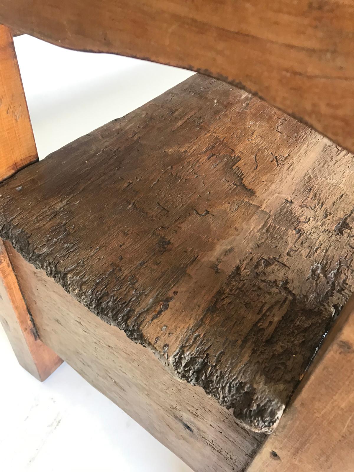 Petite Rustic Vintage Chajul Bench with Scalloped Back 6