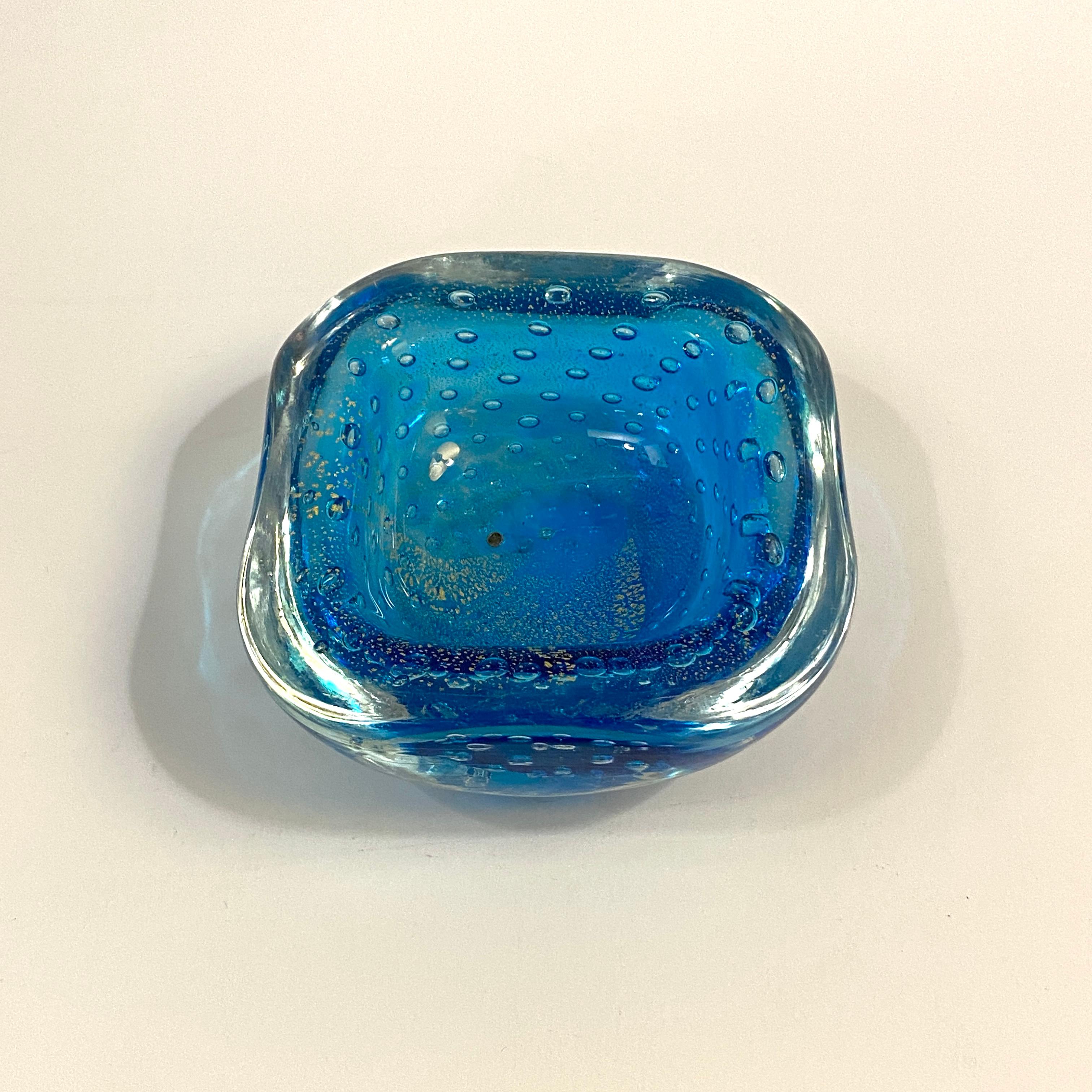 Petite Sapphire Bullicante Murano Art Glass  Dish 5
