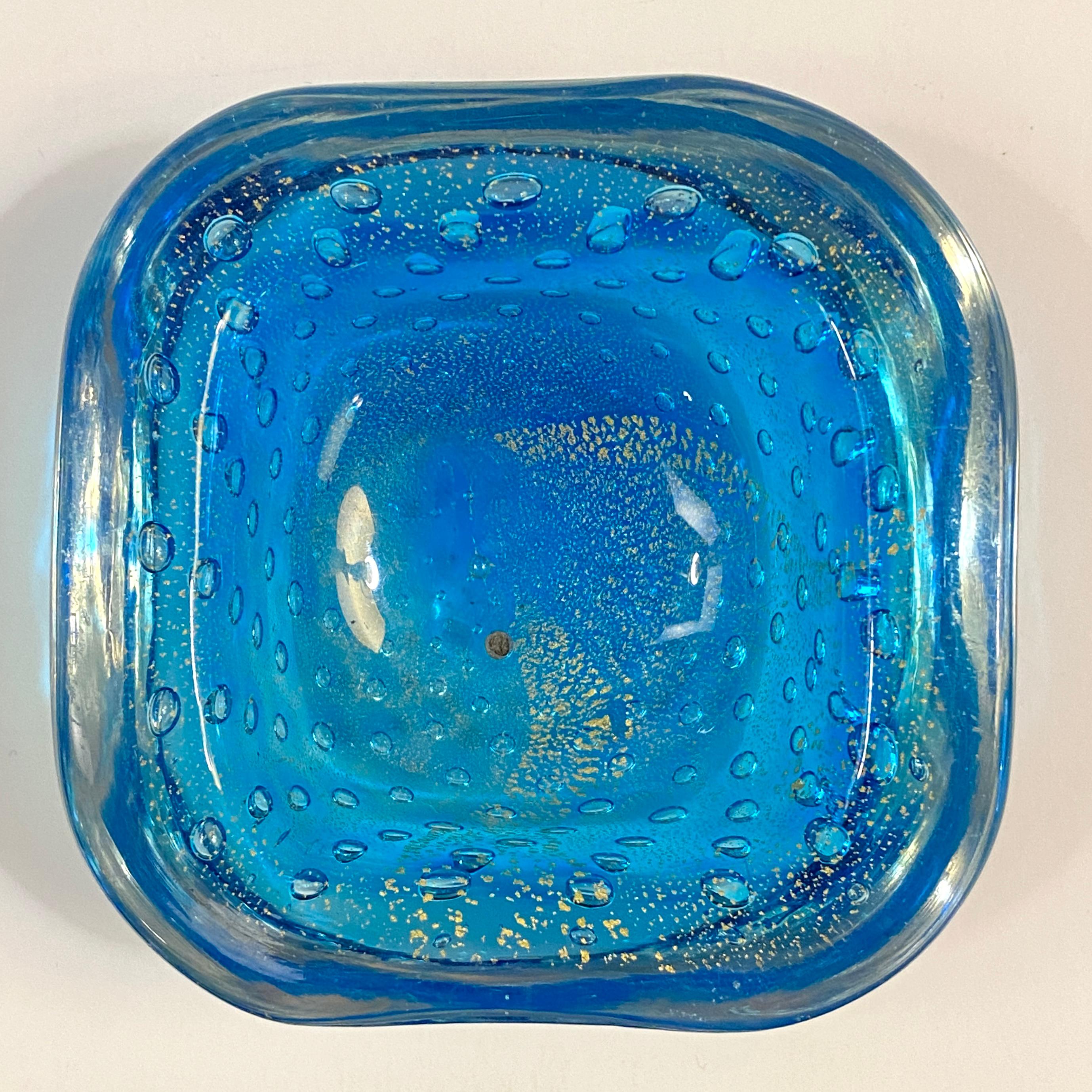 Petite Sapphire Bullicante Murano Art Glass  Dish 6