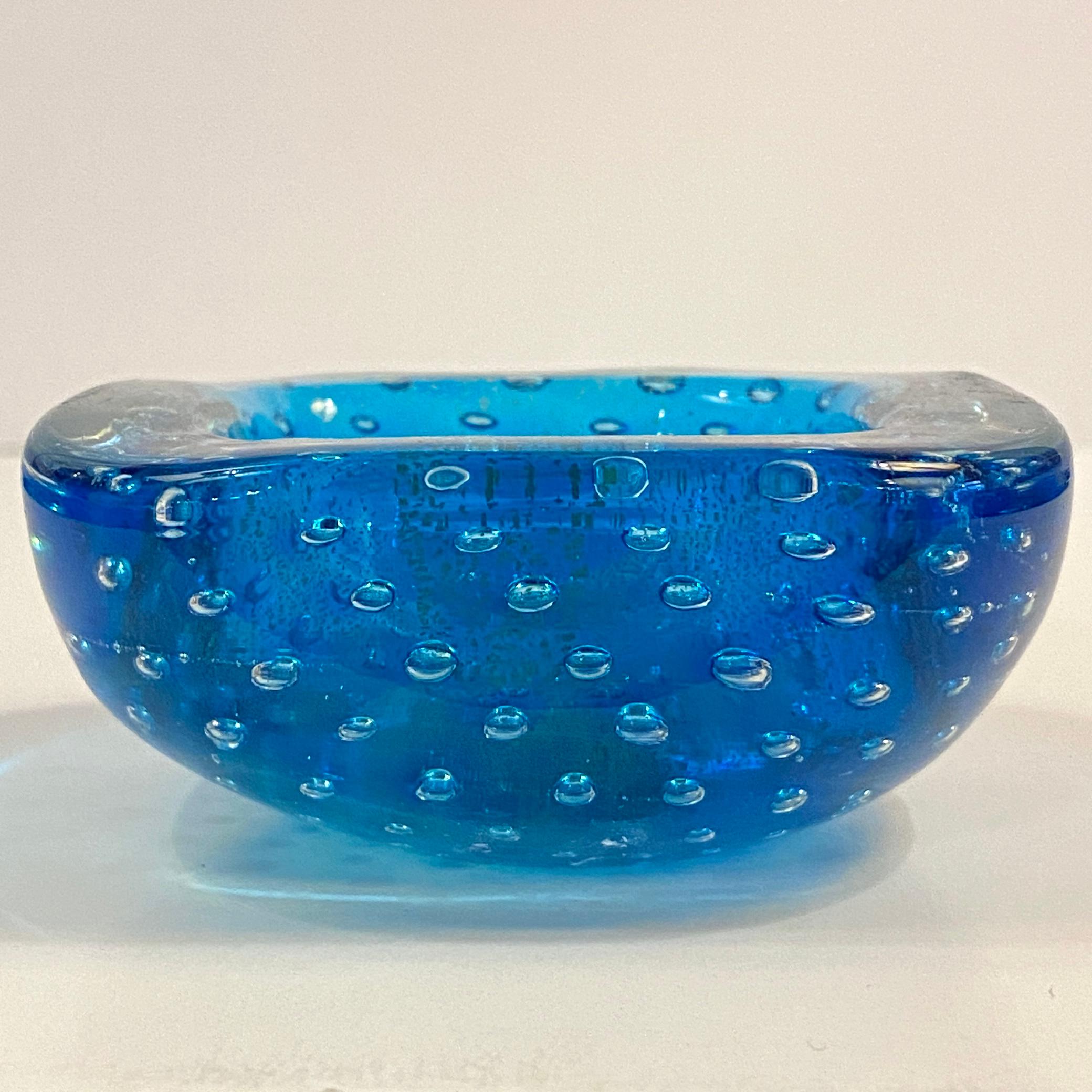 20th Century Petite Sapphire Bullicante Murano Art Glass  Dish