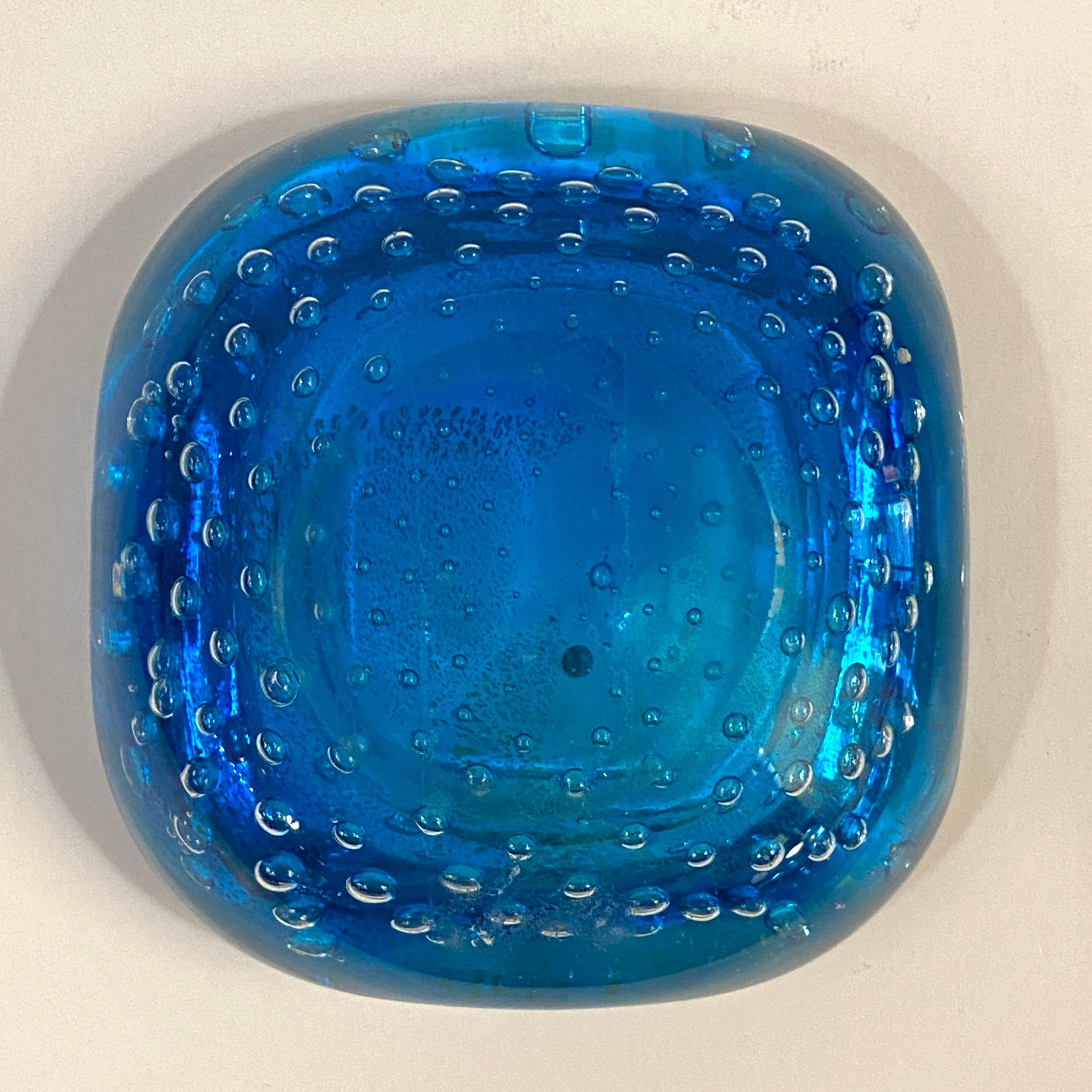 Petite Sapphire Bullicante Murano Art Glass  Dish 2