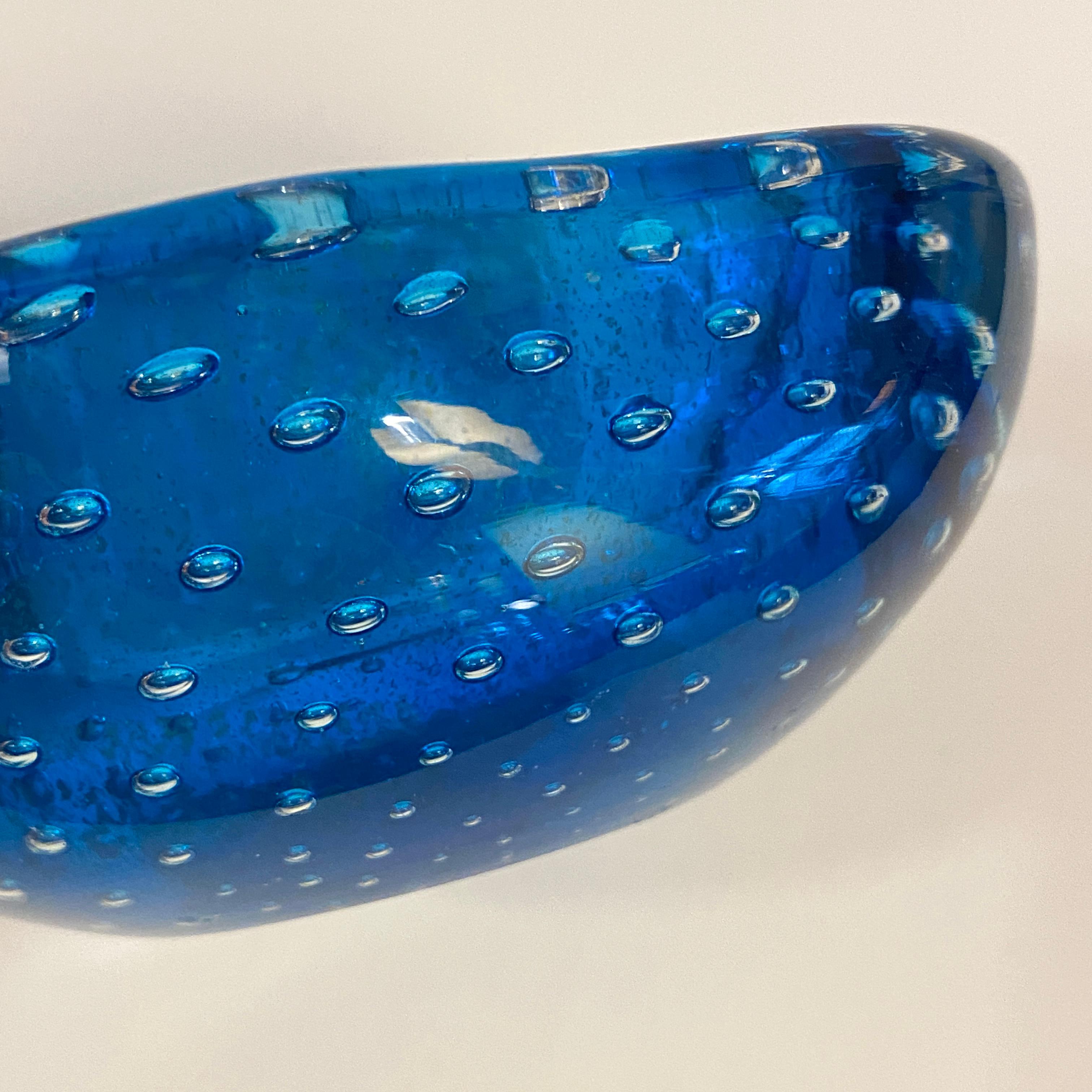 Petite Sapphire Bullicante Murano Art Glass  Dish 3