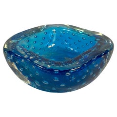 Petite Sapphire Bullicante Murano Art Glass Dish