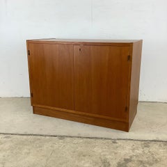 Petite Scandinavian Modern Teak Office Cabinet with Lock