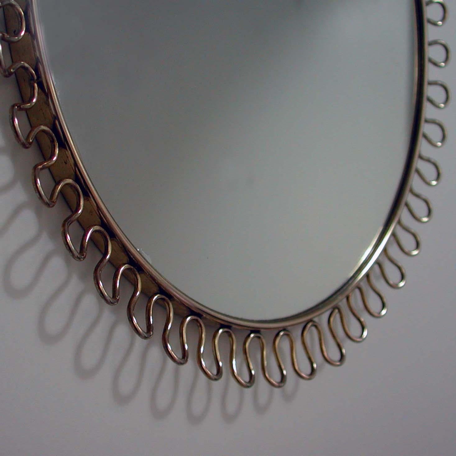 Petite Sculptural Brass Loop Mirror Attr. to Josef Frank for Svenskt Tenn, 1950s 5