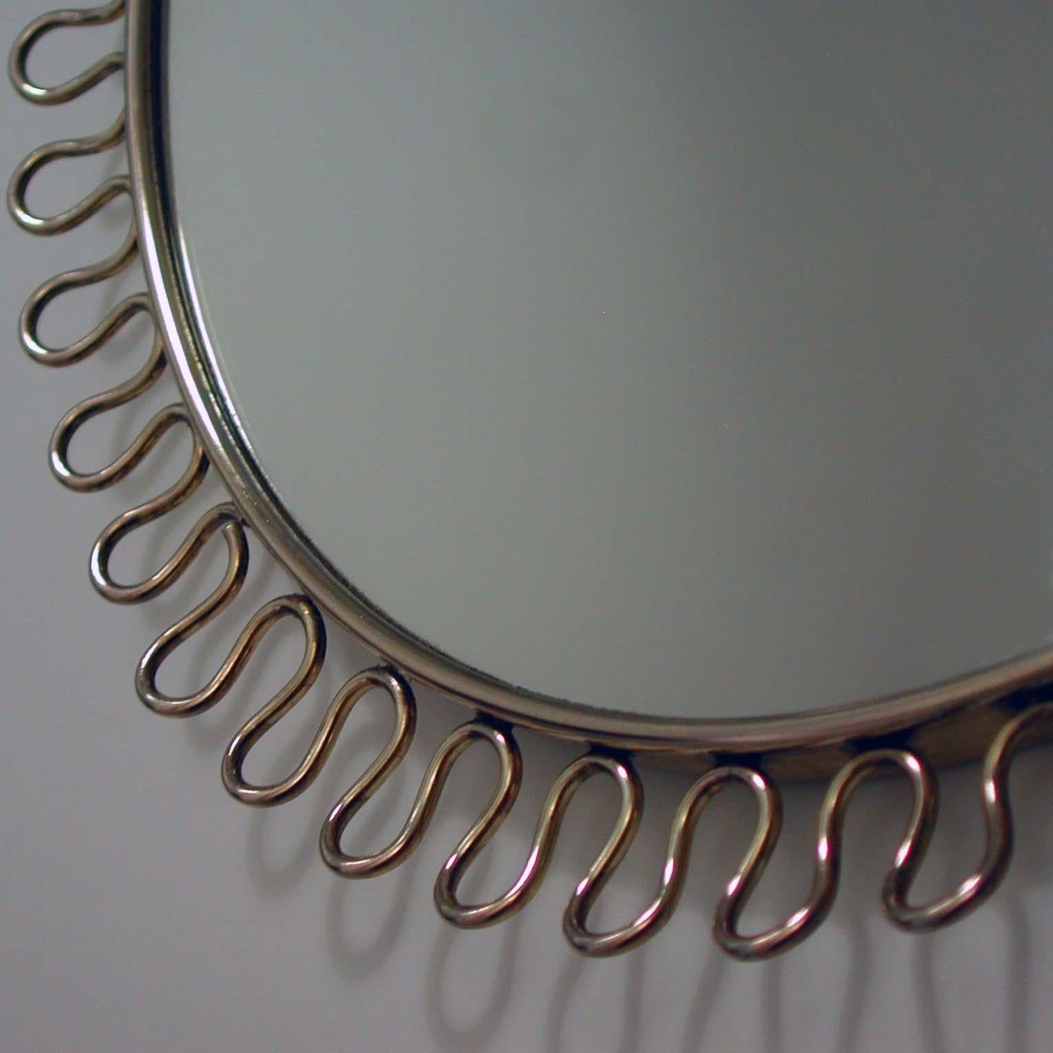 Petite Sculptural Brass Loop Mirror Attr. to Josef Frank for Svenskt Tenn, 1950s 1