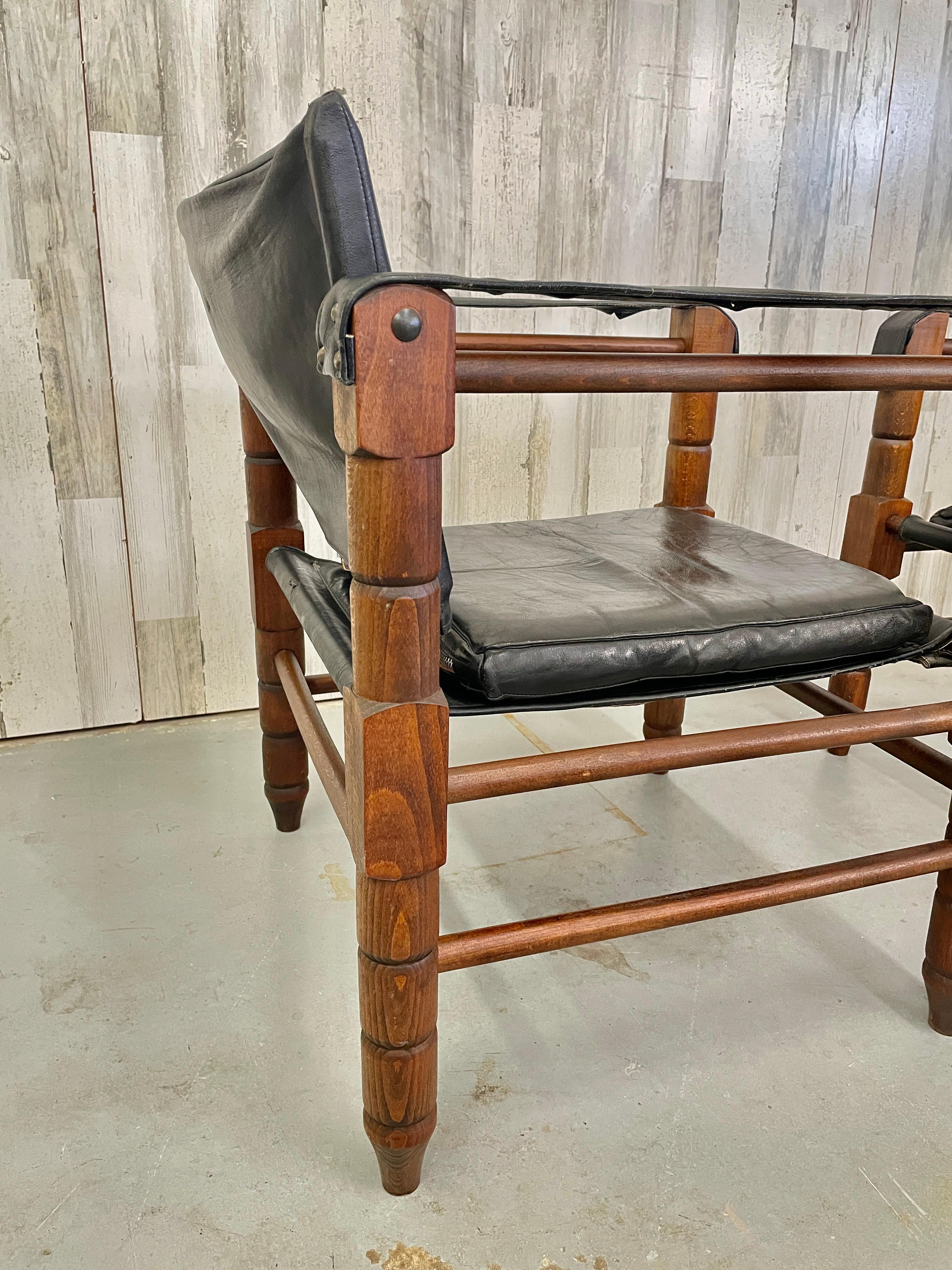Faux Leather Petite Sculptural Safari Lounge Chairs