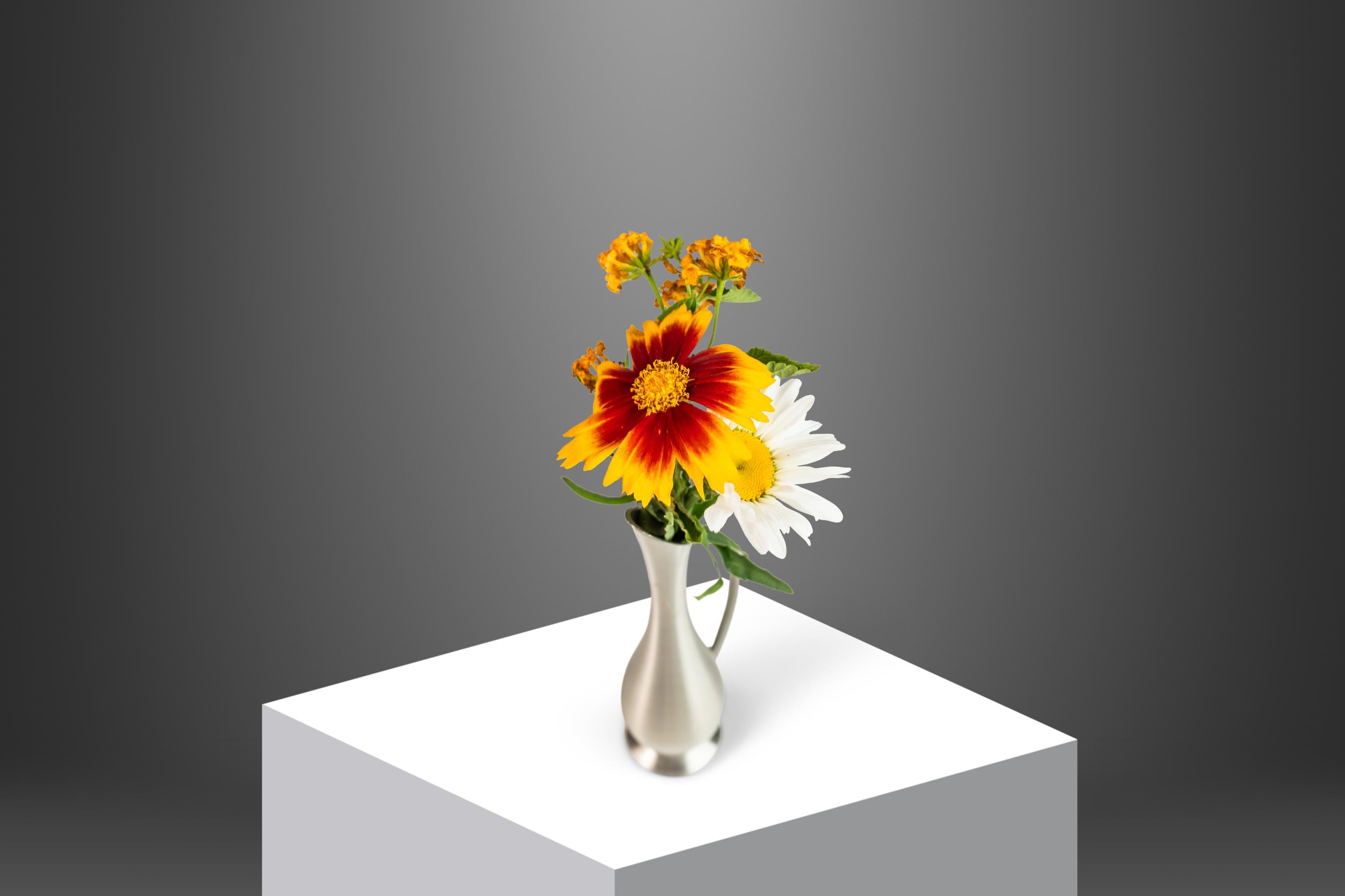 Dutch Petite Sculptural Solid Pewter Vase by Metaalwarenfabriek , Holland, c. 1960s For Sale