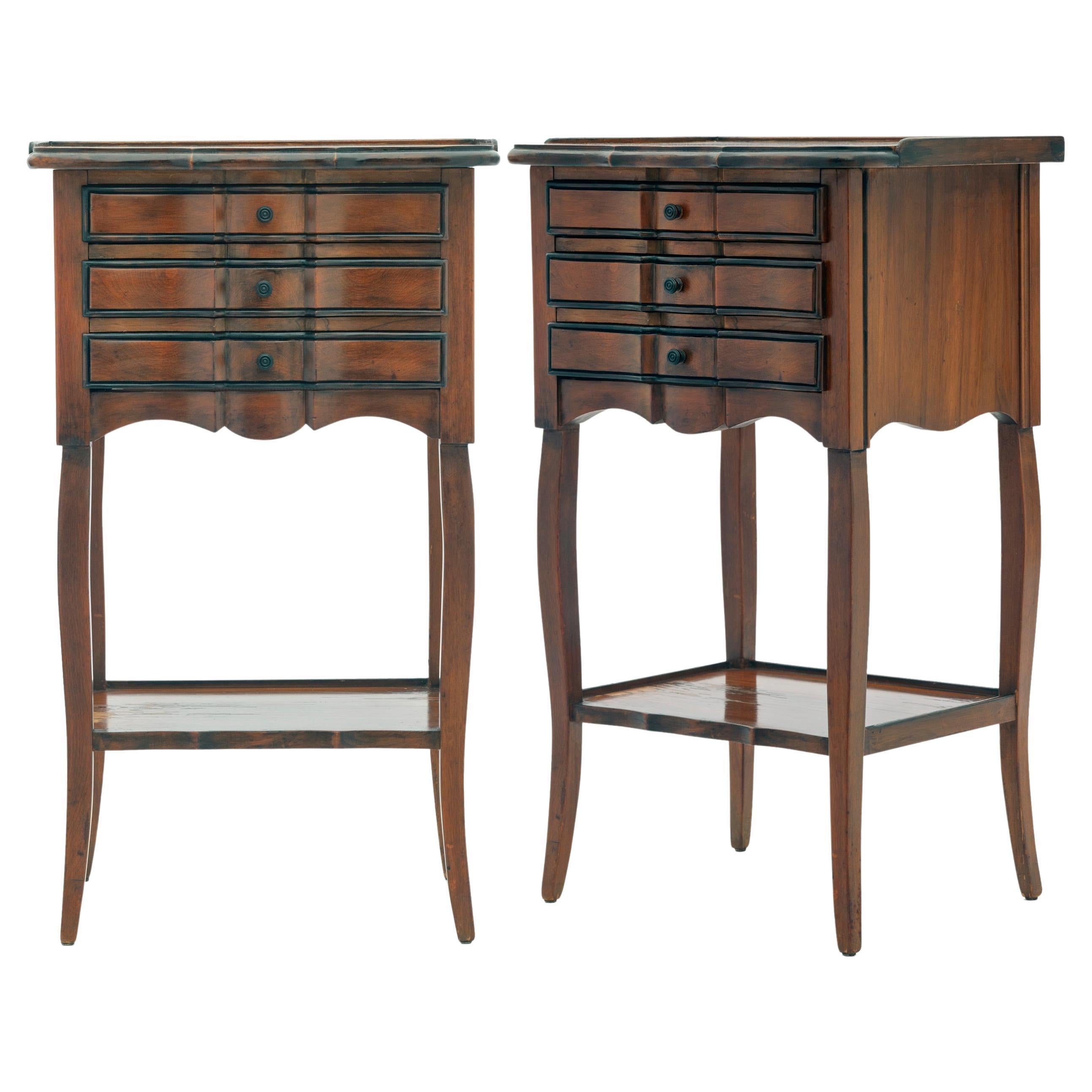 Petite Serpentine Commodes/Nightstands; a pair