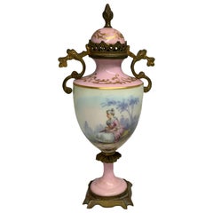 Antique Petite Sevres Porcelain and Bronze Ormolu Mounted Urn Vase