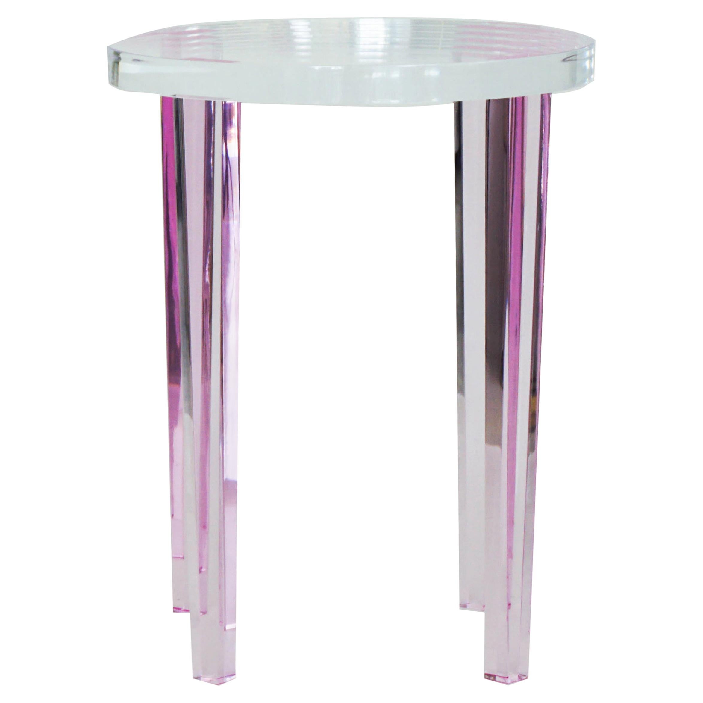 Petite Side Table in Pink Lucite