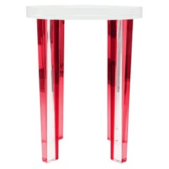 Petite Side Table in Red Lucite