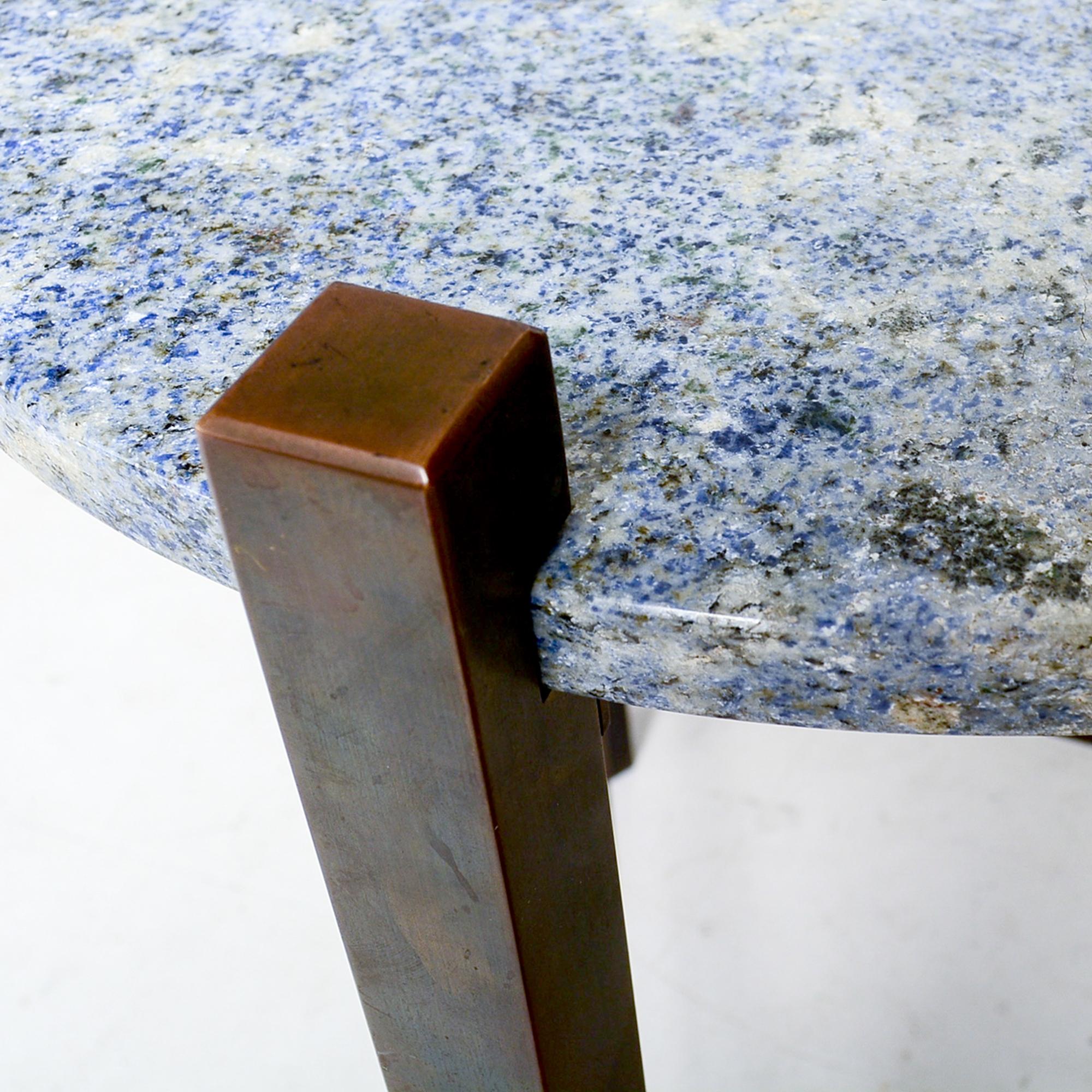 Petite Side Table Luscious Blue Granite & Bronze 1970s Modern Cedric Hartman Era 5