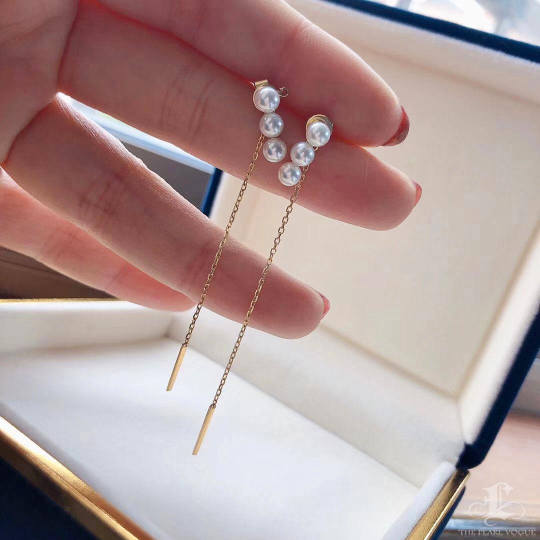 【Petite Signature】 Boucles d'oreilles convertibles en perles d'Akoya à double usage Pour femmes en vente