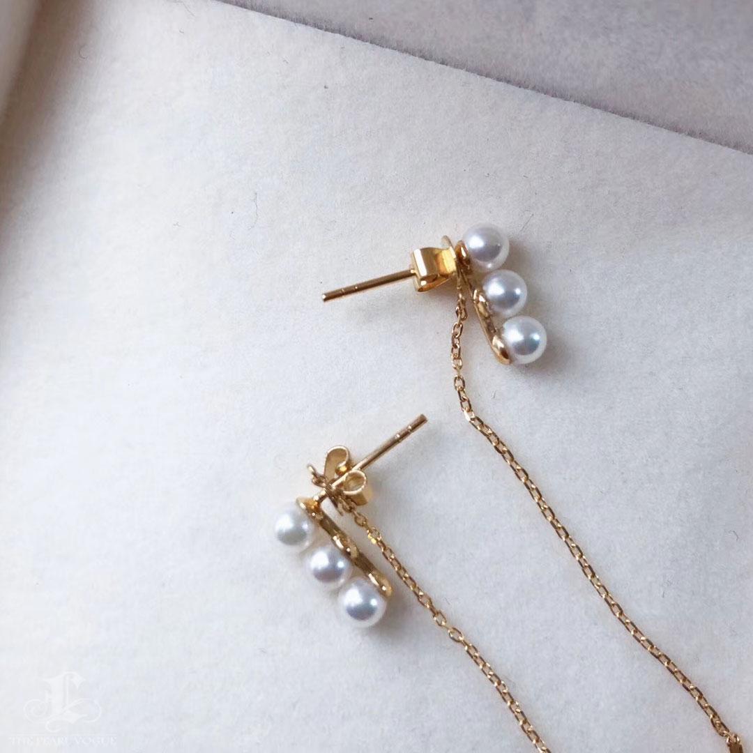 【Petite Signature】 Boucles d'oreilles convertibles en perles d'Akoya à double usage en vente 1