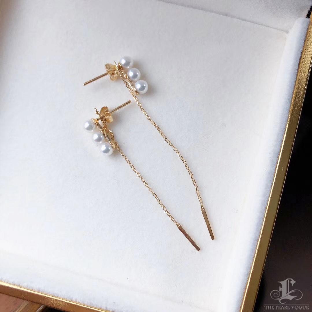 【Petite Signature】 Boucles d'oreilles convertibles en perles d'Akoya à double usage en vente 2