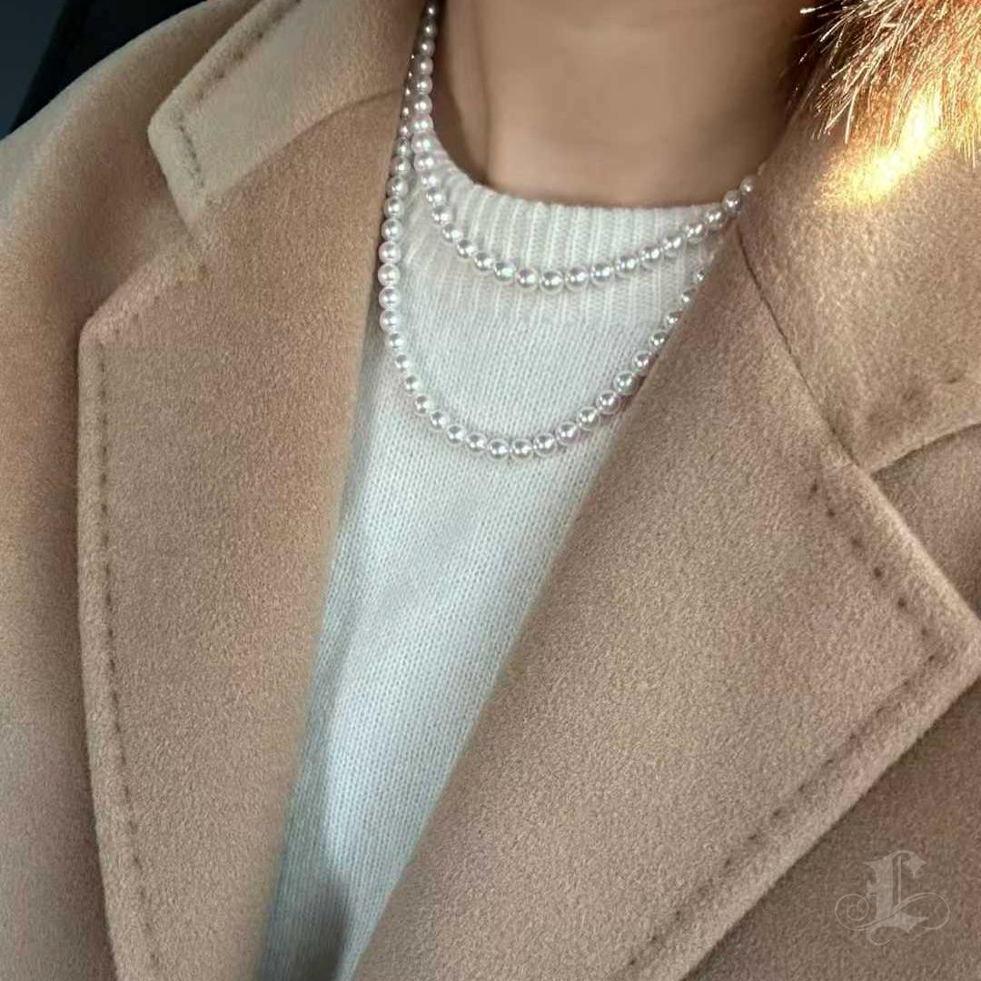 【Petite Signature】 Snow-White Aurora Akoya Pearl Necklace, 6–6.5mm, 43cm In New Condition For Sale In New York, NY