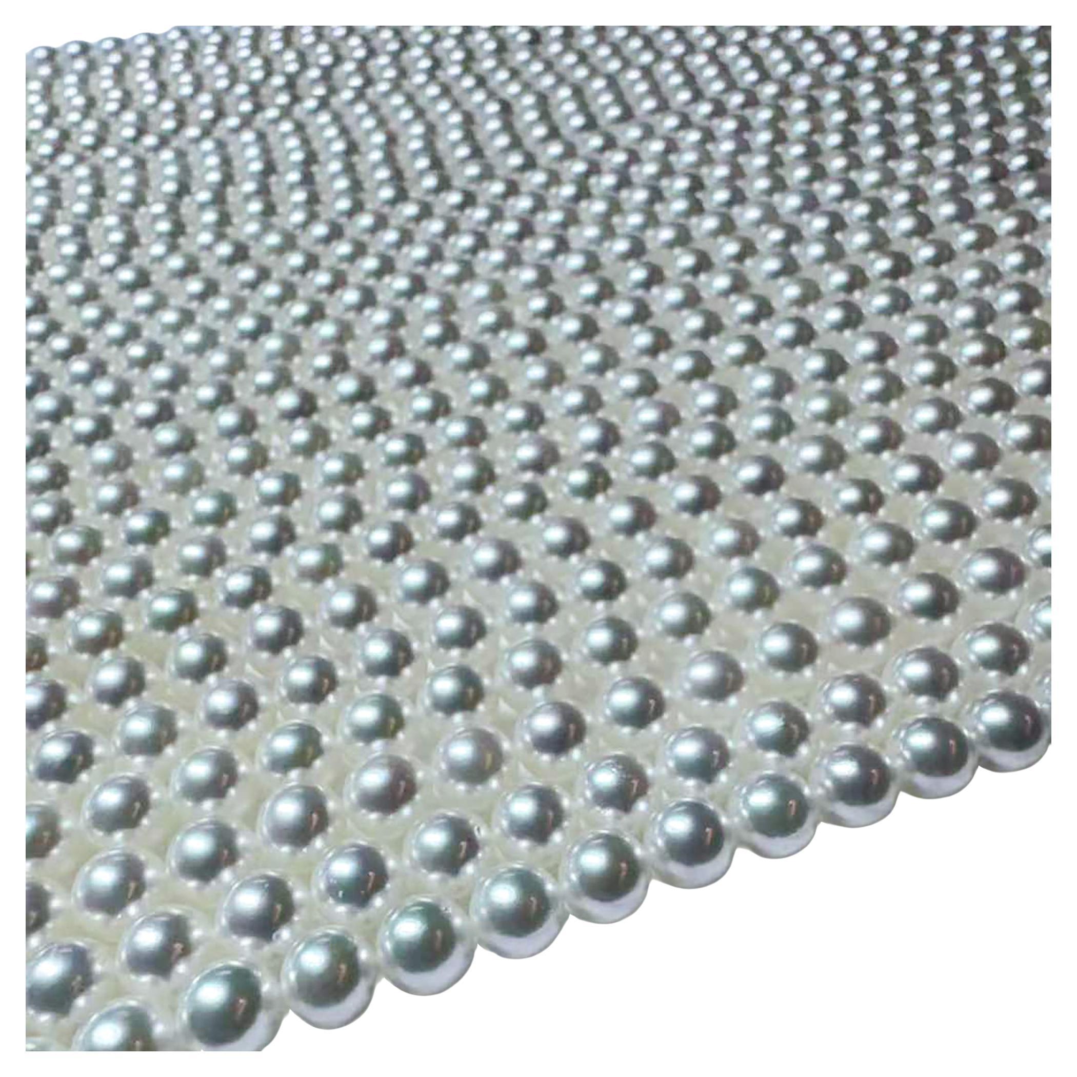 【Petite Signature】 Snow-White Aurora Akoya Pearl Necklace, 6–6.5mm, 43cm For Sale