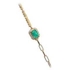 【Petite Signature】0.17ct Emerald Diamond 18K Gold Chain Bracelet