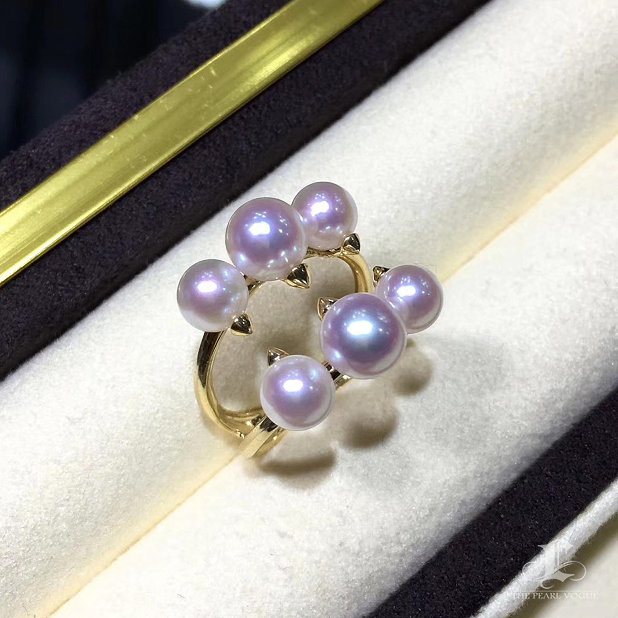 Petite Signature】Akoya Perlen Cluster Ring in 18K Gold Damen im Angebot