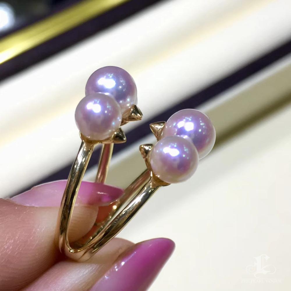 Petite Signature】Akoya Perlen Cluster Ring in 18K Gold im Angebot 1
