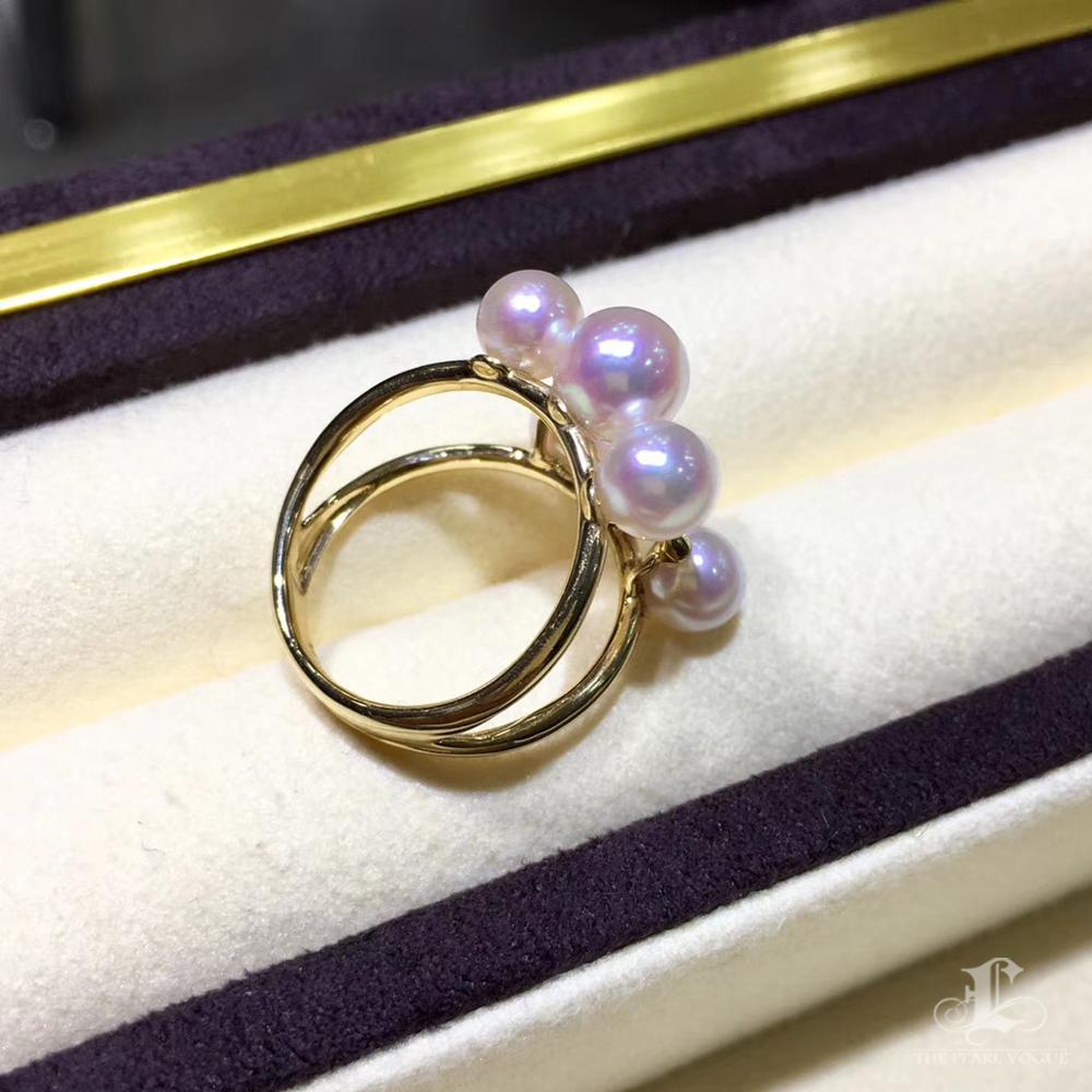 Petite Signature】Akoya Perlen Cluster Ring in 18K Gold im Angebot 2