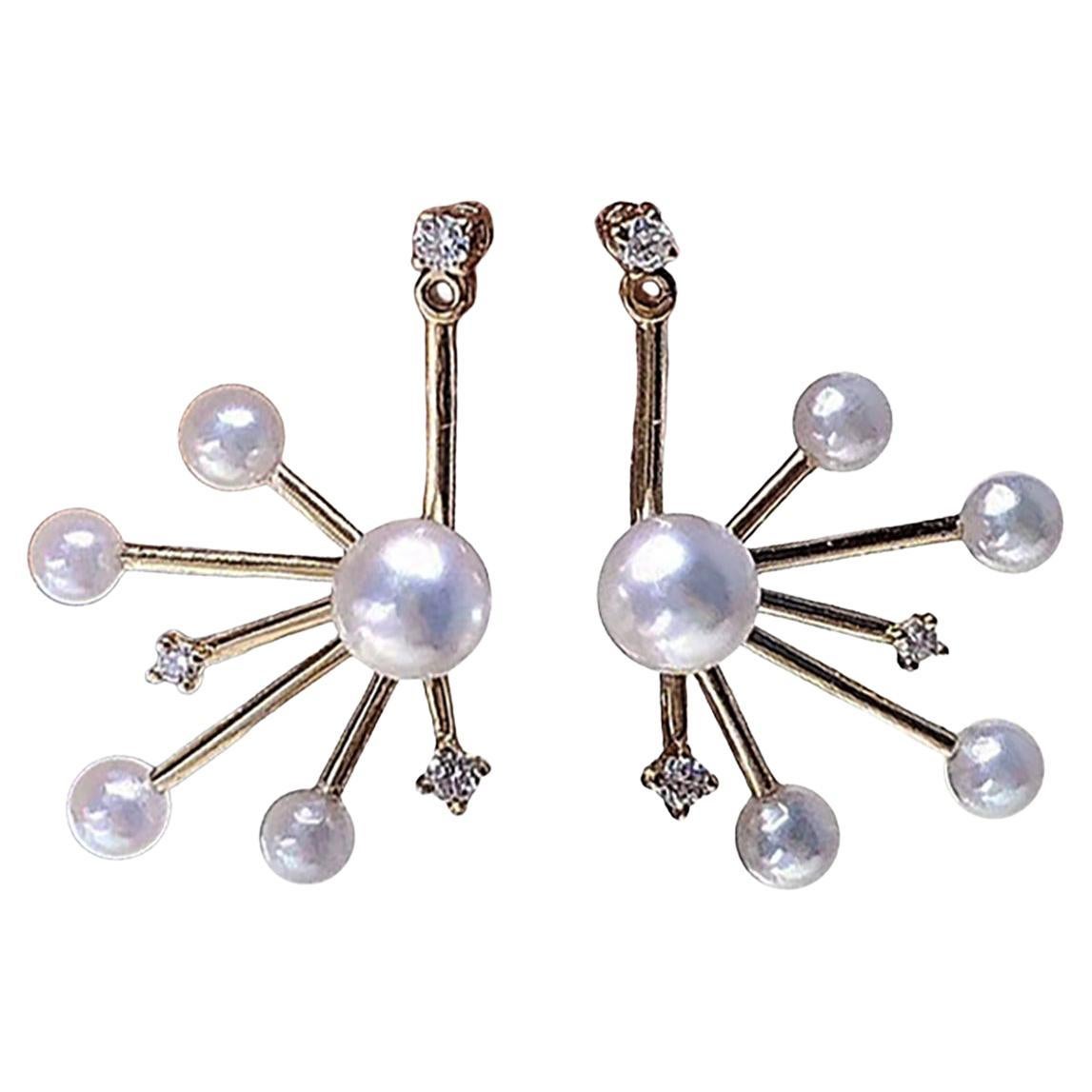 Petite Signature】Akoya Perle
Diamant Schleife Ohrringe in 18K Gold