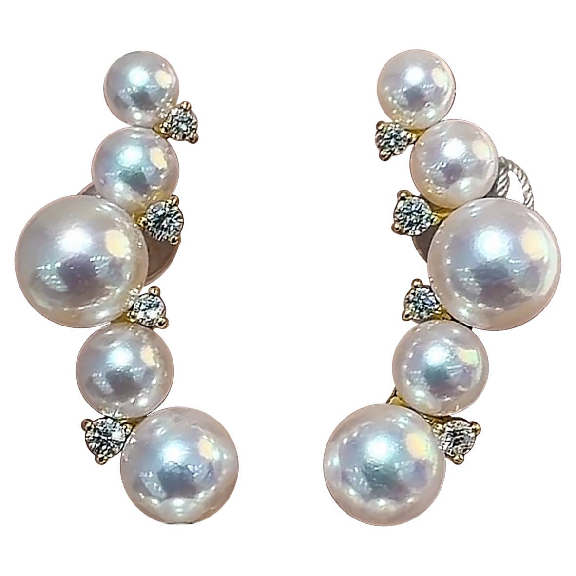 【Petite Signature】Orecchini a grappolo con perle Akoya e diamanti