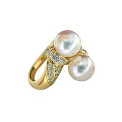 【Petite Signature】Aurora Akoya Twin Pearl Diamond Ring