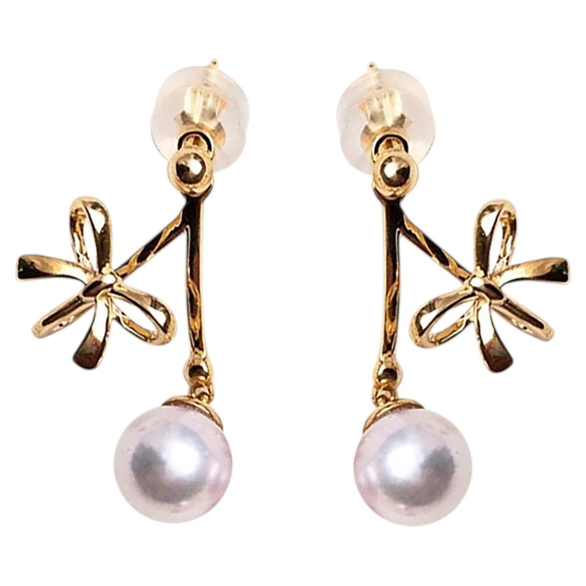 【Petite Signature】Konvertierbare Akoya Perlenband-Ohrringe in 18K Gold