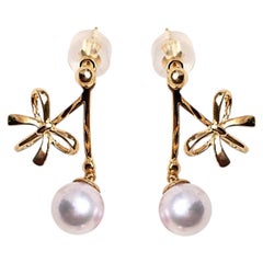 【Petite Signature】Convertible Akoya Pearl Ribbon Earrings in 18K Gold