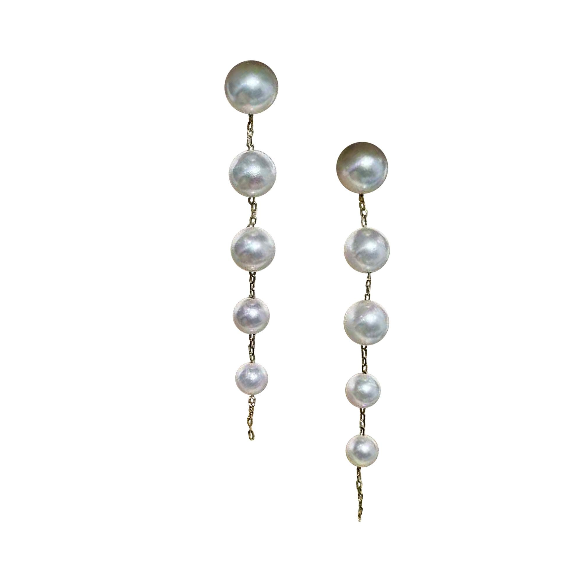 【Petite Signature】Dewline Aurora Akoya Pearl Drop Earrings in 18K Gold en vente