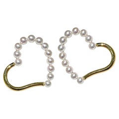 【Petite Signature】Heart-Line Aurora Baby Akoya Pearl Hoop Earrings