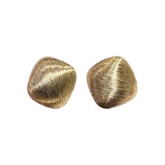 【Petite Signature】Italian Brushed 18K Gold Sculptural Earrings