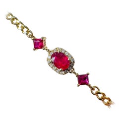 【Petite Signature】Radiant Grace Ruby & Diamond Halo Bracelet
