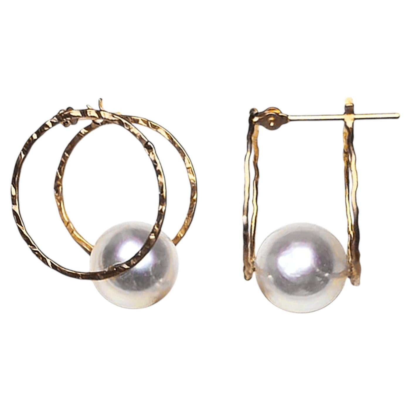 【Petite Signature】Urban Halo Akoya Pearl Double Circle Earrings